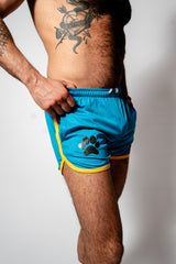 PWR Pup Mesh Paw Print Short Blue Yellow