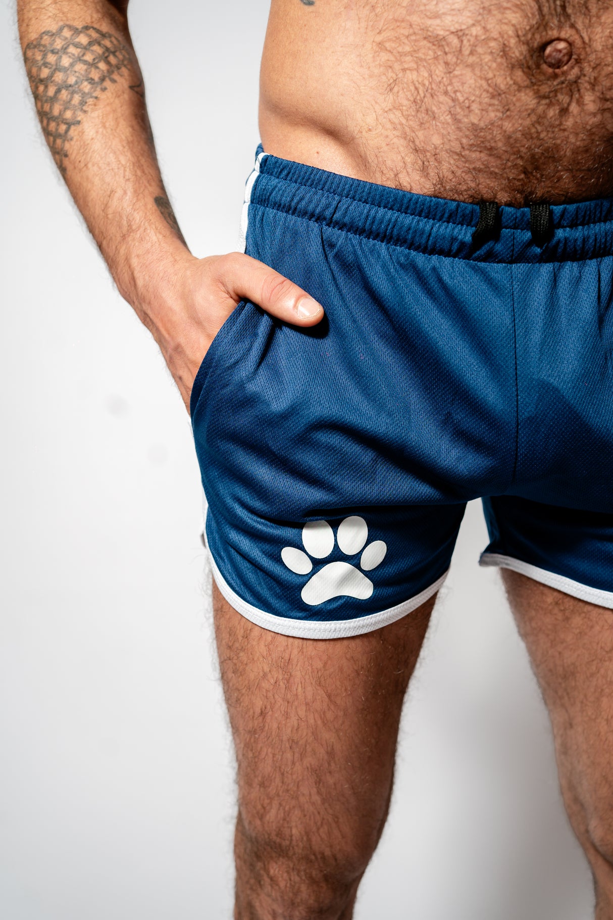 PWR Pup Mesh Paw Print Short Navy White