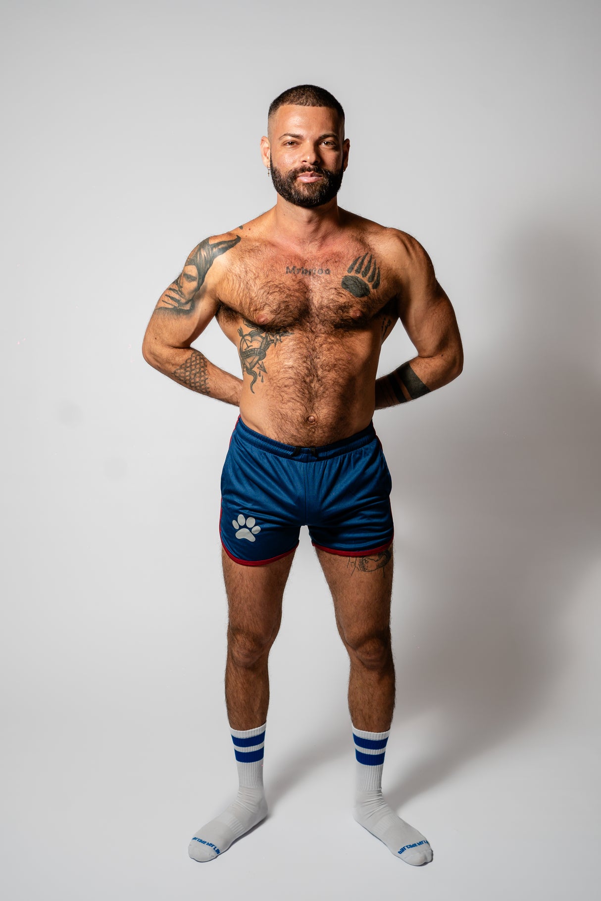 PWR Pup Mesh Paw Print Short Navy Red