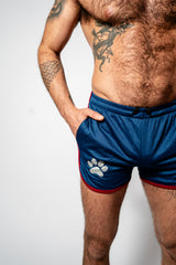 PWR Pup Mesh Paw Print Short Navy Red