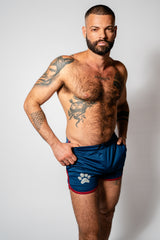 PWR Pup Mesh Paw Print Short Navy Red