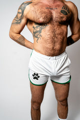 PWR Pup Mesh Paw Print Short White Green