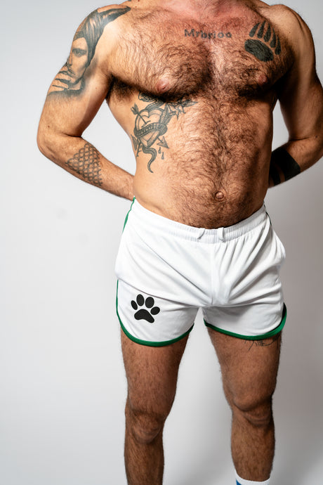 PWR Pup Mesh Paw Print Short White Green