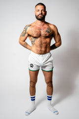 PWR Pup Mesh Paw Print Short White Green