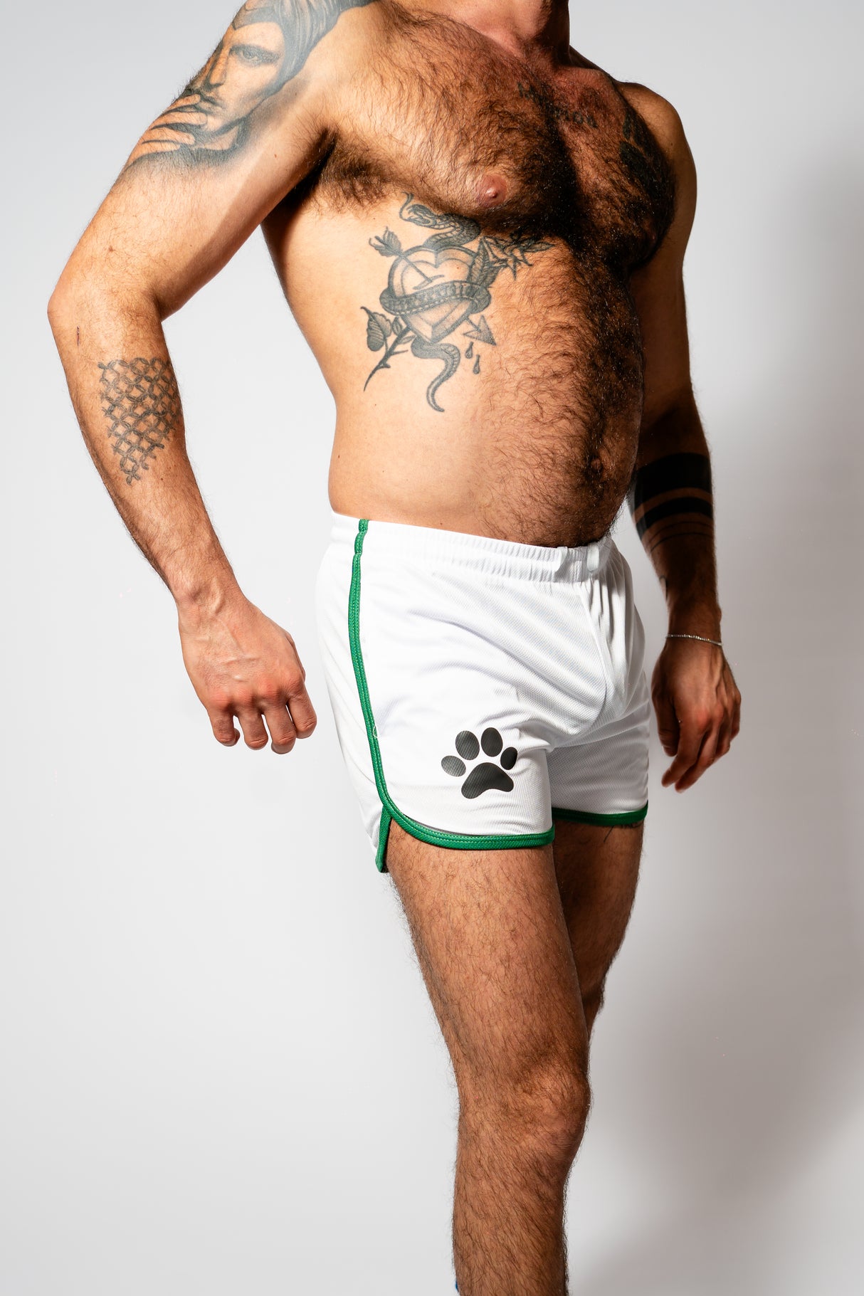 PWR Pup Mesh Paw Print Short White Green