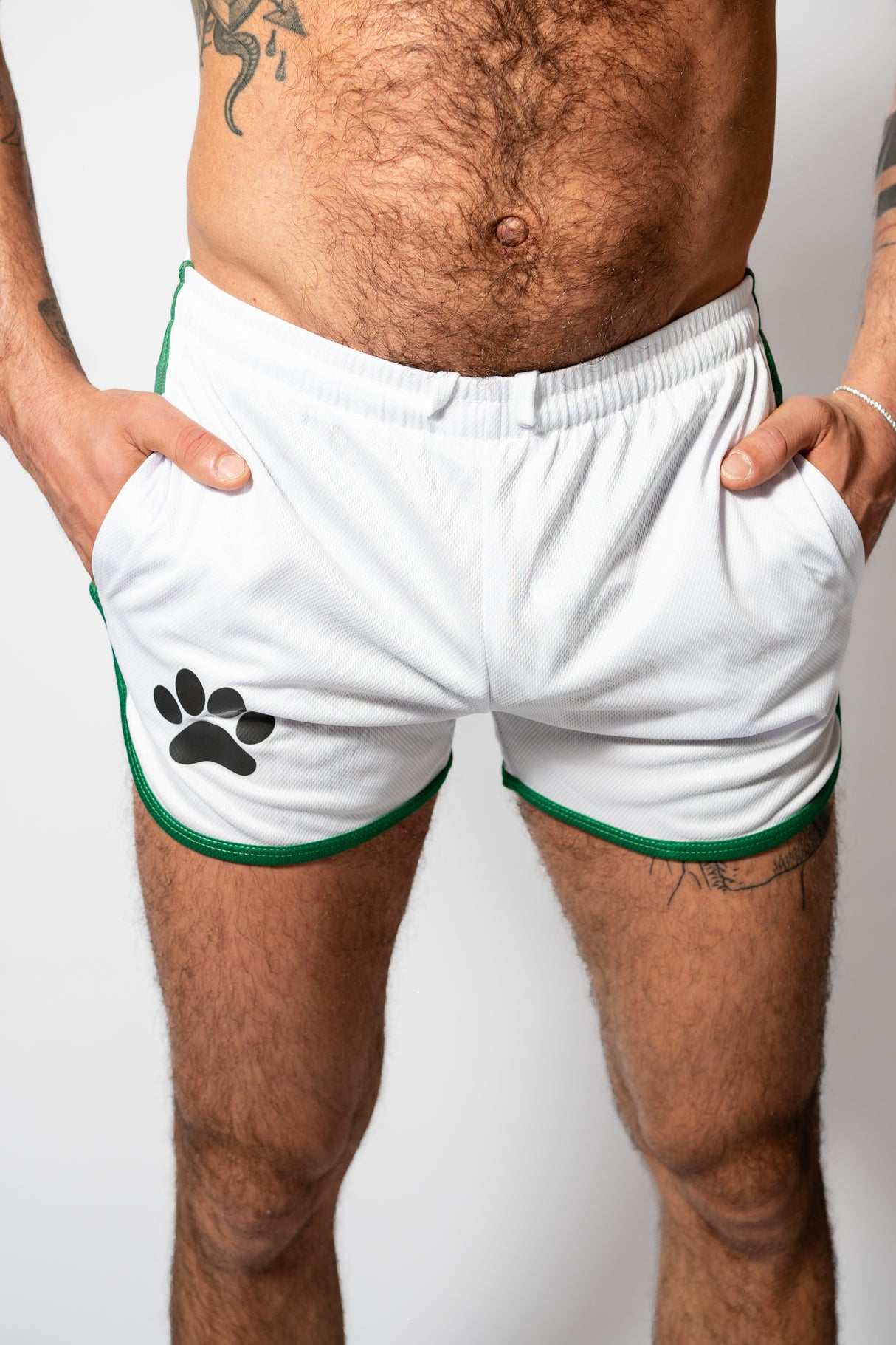 PWR Pup Mesh Paw Print Short White Green