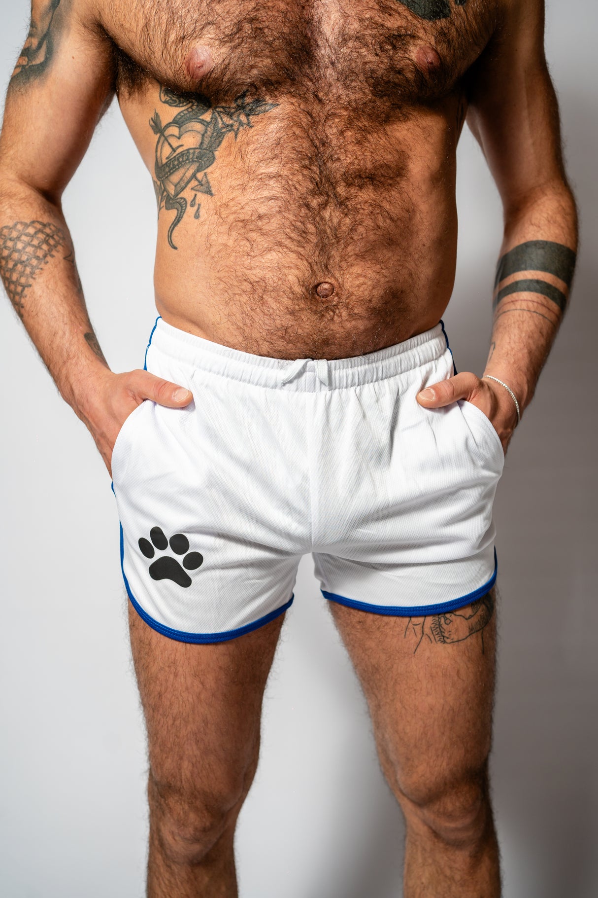 PWR Pup Mesh Paw Print Short White Blue