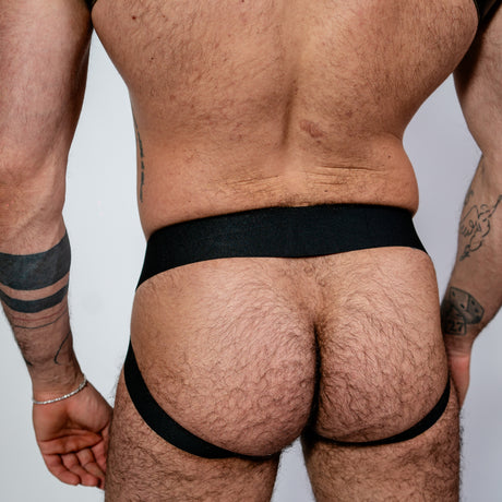 ruff GEAR Double Tone Leather Zip Jockstrap Army Black
