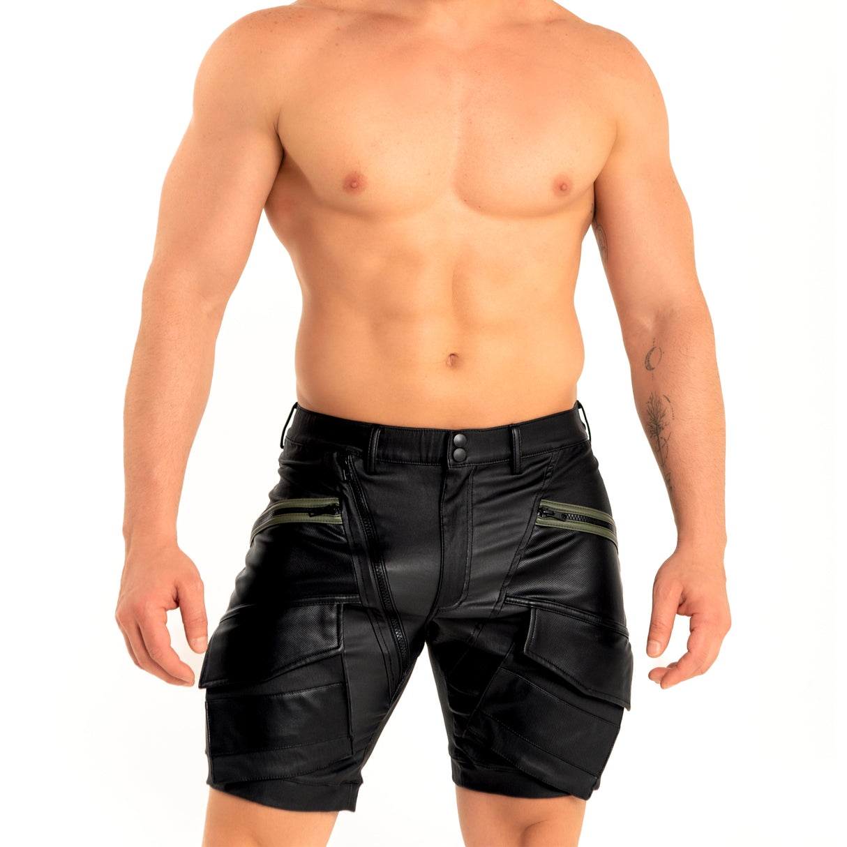 Dale Mas Industrial Cargo Short Zipper Black Military Green
