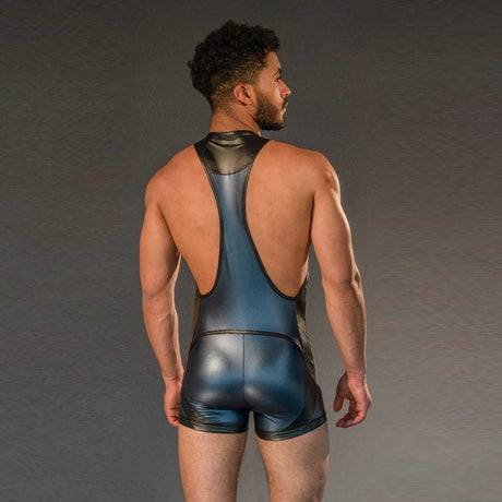Dale Mas Rebel Wrestler Singlet Blue Black
