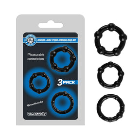 Donut Triple Stamina Cock Ring Set Black