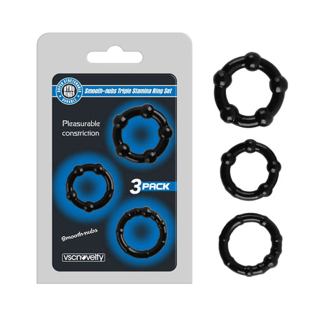 Donut Triple Stamina Cock Ring Set Black