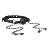 EasyToys Fetish Open Ball Gag with Nipple Clamps