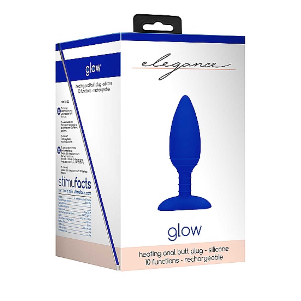 Elegance Heating Anal Butt Plug Glow Blue
