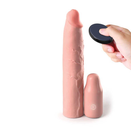 Fantasy X Tensions 9 Inch Extender Sleeve Vibrating 3 Inch Plug Light
