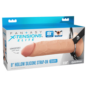 Fantasy X Tensions Elite Dual Density Silicone Hollow Strap On 8 Inch Light