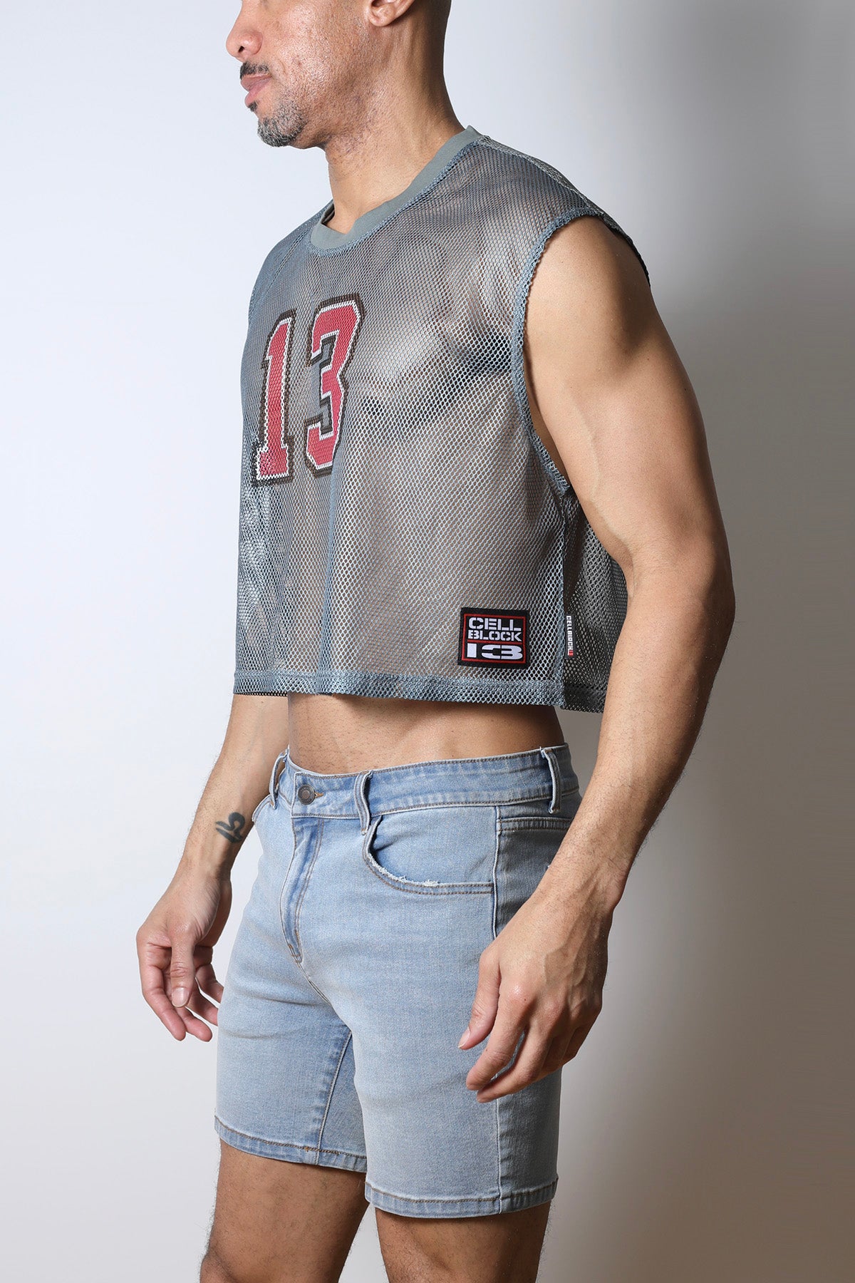 Cellblock 13 Field Goal 13 Mesh Muscle T-Shirt Grey