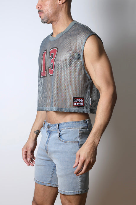 Cellblock 13 Field Goal 13 Mesh Muscle T-Shirt Grey