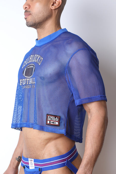 Cellblock 13 Field Goal Football Mesh T-Shirt Blue