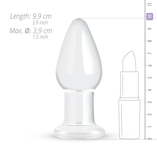 Glido Glass Butt Plug Clear 3.9 Inch