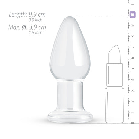 Glido Glass Butt Plug Clear 3.9 Inch