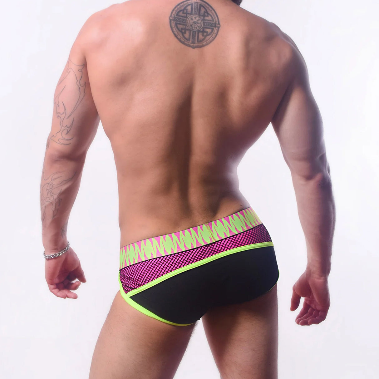 Asstricks Rough House Brief Neon Pink Green