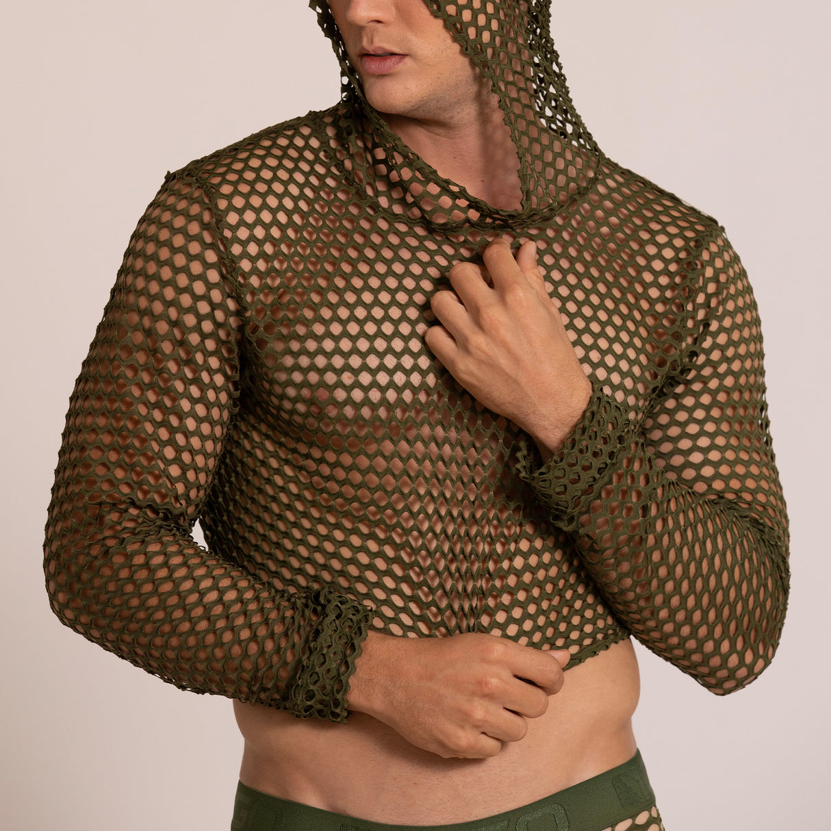 Gigo Hole Crop Hoody Army