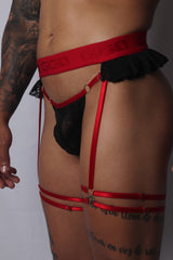 Gigo Romantic Garter Jockstrap Black