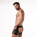 Locker Gear Punch Hole Leatherette Short Chaps Black