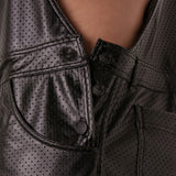 Locker Gear Punch Hole Leatherette Short Overalls Black