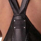 Locker Gear Punch Hole Leatherette Short Overalls Black