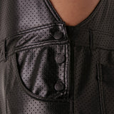 Locker Gear Punch Hole Leatherette Short Overalls Black