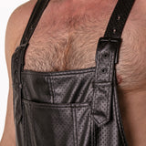 Locker Gear Punch Hole Leatherette Short Overalls Black