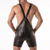 Locker Gear Punch Hole Leatherette Short Overalls Black