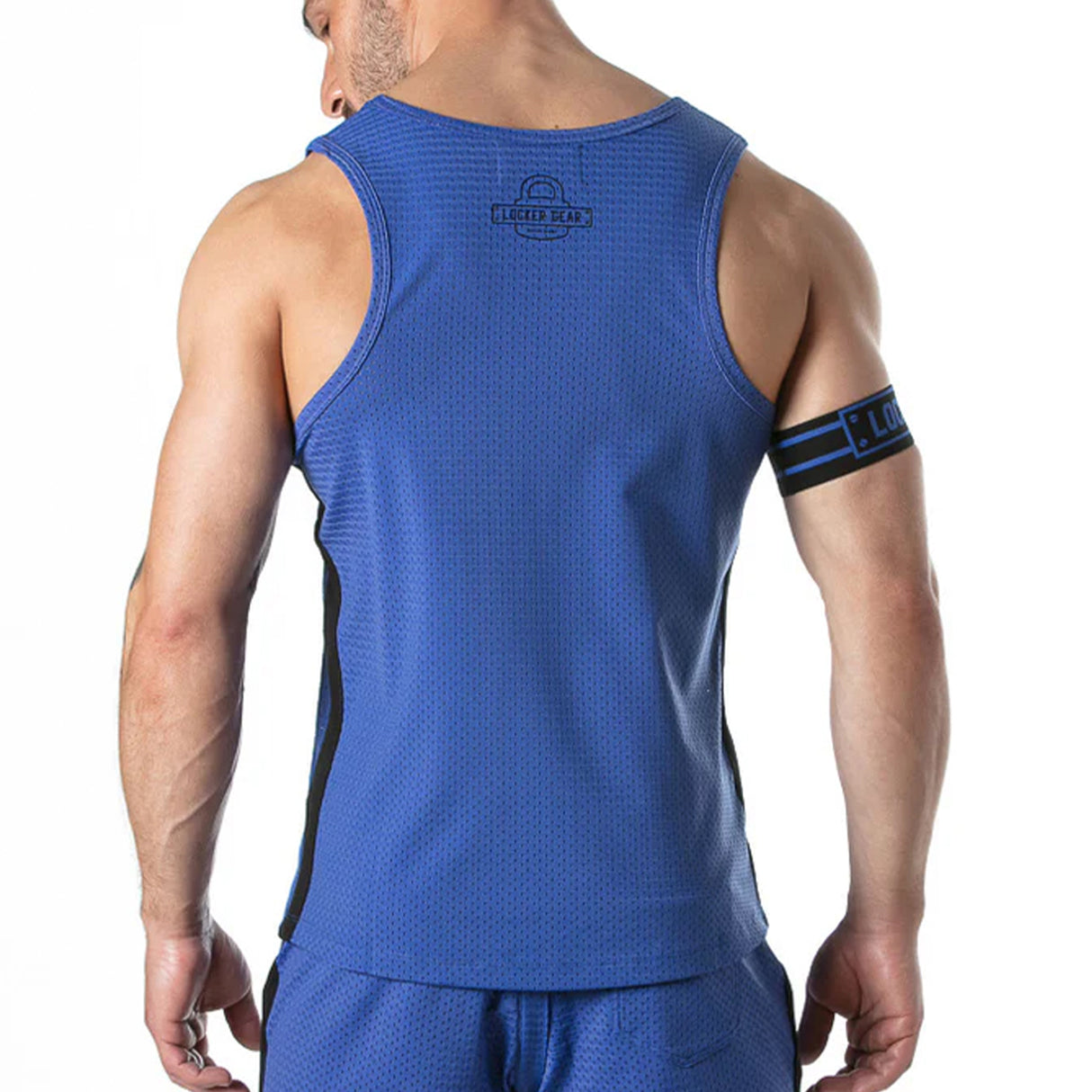 Locker Gear Sport Mesh Stripe Tank Top Blue