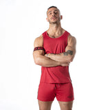 Locker Gear Sport Mesh Stripe Tank Top Red