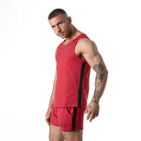 Locker Gear Sport Mesh Stripe Tank Top Red