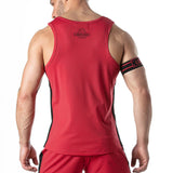 Locker Gear Sport Mesh Stripe Tank Top Red