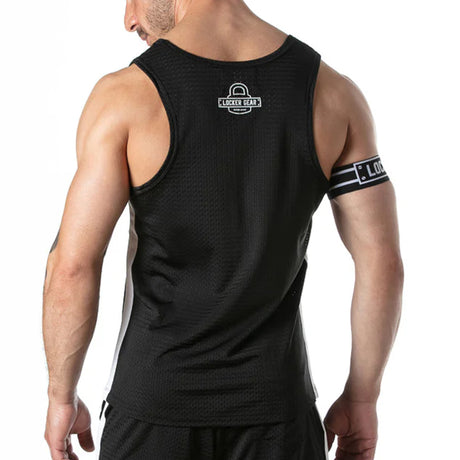 Locker Gear Sport Mesh Stripe Tank Top Black