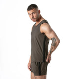 Locker Gear Sport Mesh Stripe Tank Top Khaki