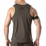 Locker Gear Sport Mesh Stripe Tank Top Khaki