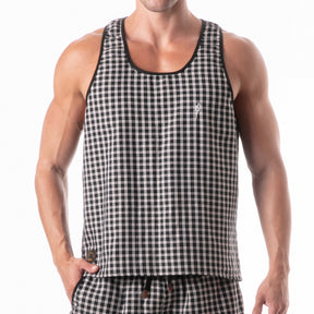 Leader Globetrotter Check Tank Top Black