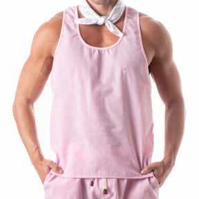 Leader Jet Set  Stripe Tank Top Pink