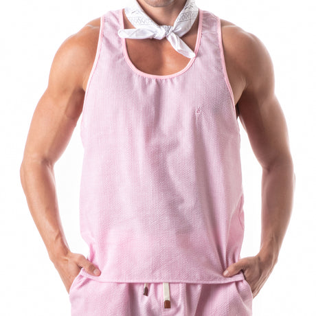 Leader Jet Set  Stripe Tank Top Pink