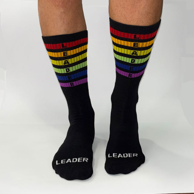 Leader Pride Stripes Crew Socks Black
