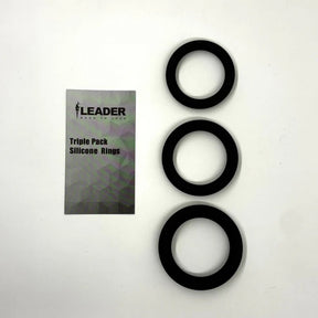 Leader Silicone Cock Rings 3 Pack Black