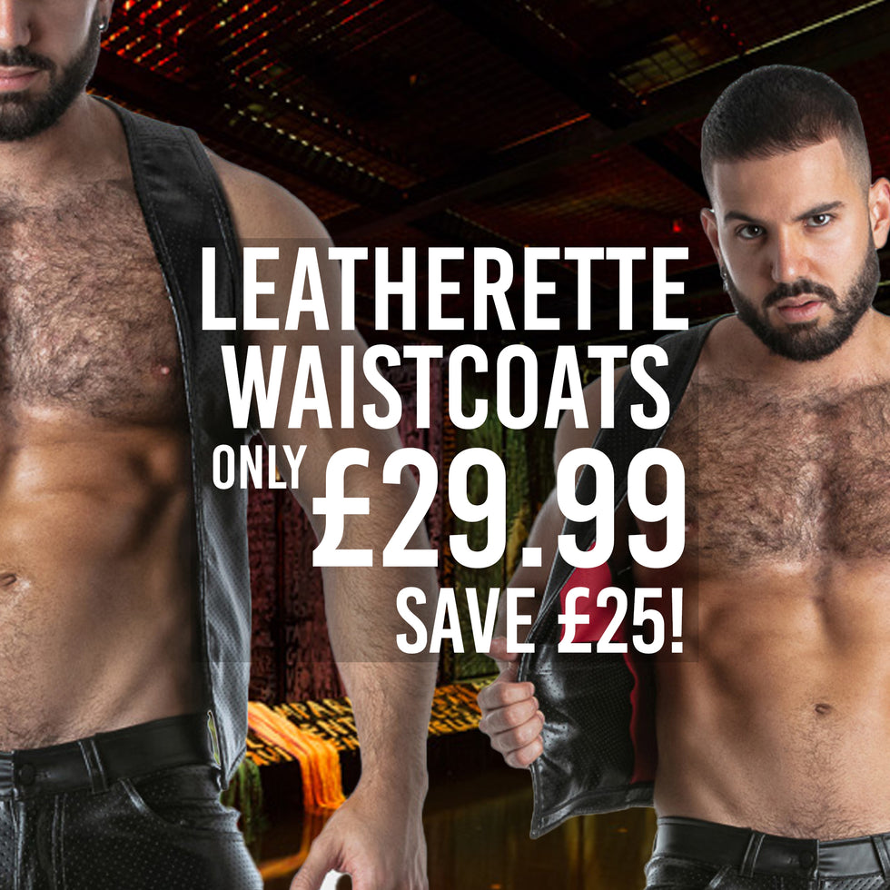 Leatherette Waistcoats only £29.99 Save £25!