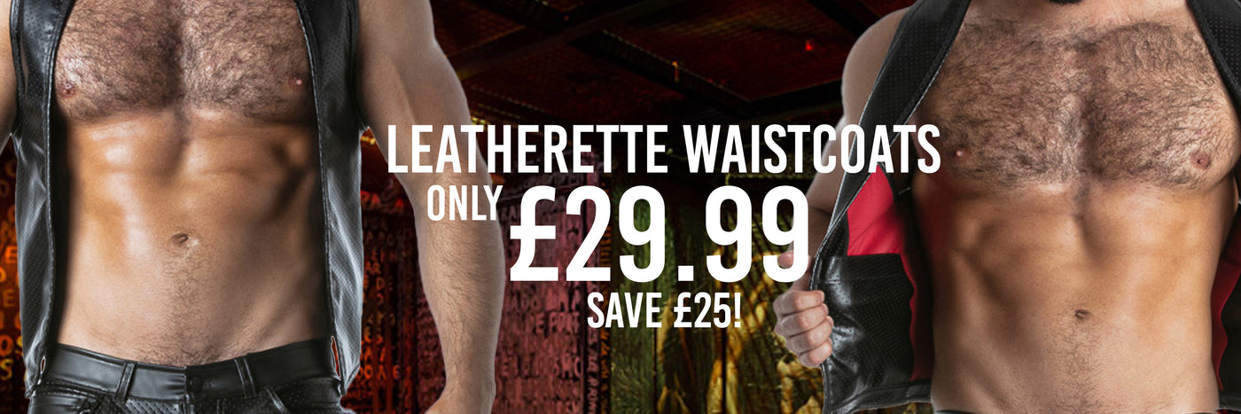 Leatherette Waistcoats only £29.99 Save £25!