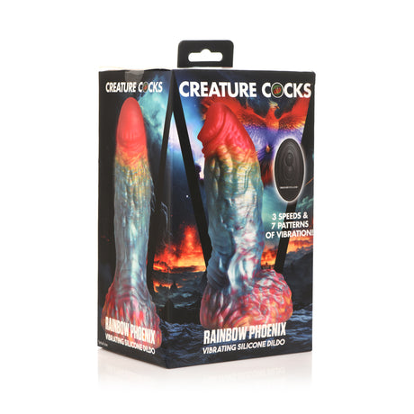 Creature Cocks Rainbow Phoenix Vibrating Silicone Dildo 6.8 Inch
