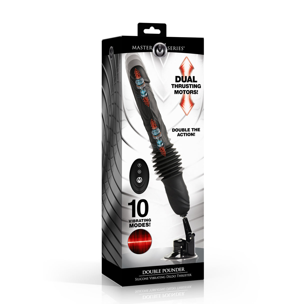 Master Series Double Pounder Silicone Vibrating Dildo Thruster 9.7 Inch